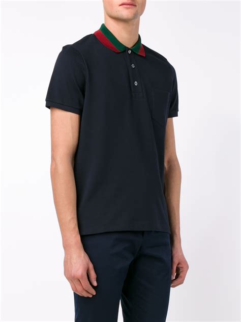 gucci polo navy blue|Gucci black and white shirts.